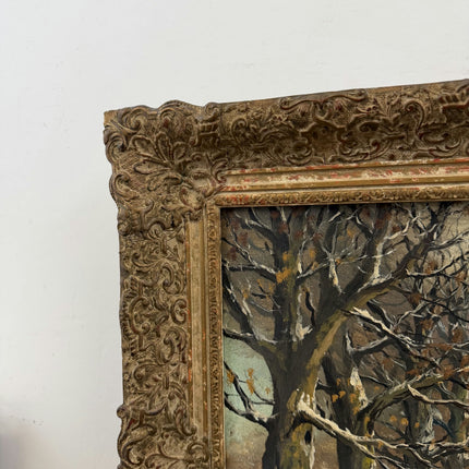 Authentic Winter Landscape Oil Painting "Snowy Trees" Classic Large Artwork Holland Art Shop