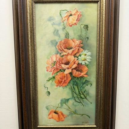 Authentic Floral Still Life Oil Painting "Orange Poppies" Spanish Artwork Holland Art Shop