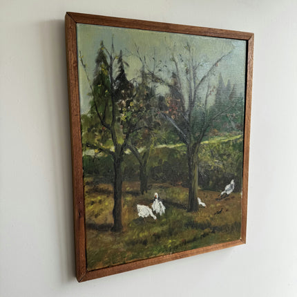 Original Animals Oil Painting "White Geese" Detailed Art Holland Art Shop