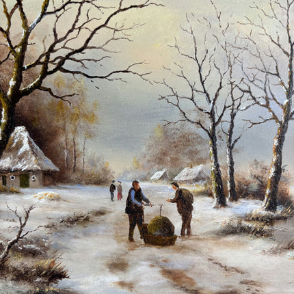 Classic Winter Landscape Oil Painting "Winter Village" Refined Artwork Holland Art Shop