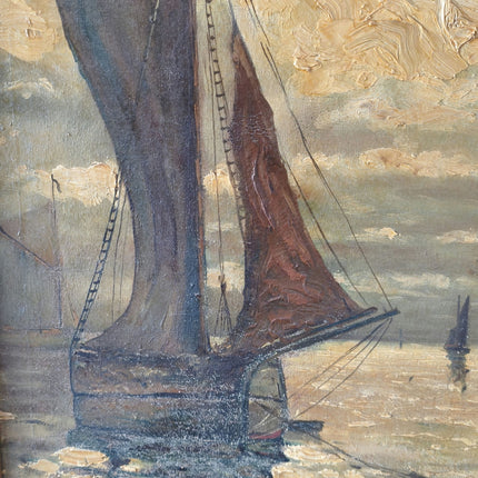 Antique 'Moody Sea' 19th Century Seascape Beautiful Maritime Framed Oil Painting - HollandArtShop