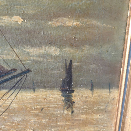 Antique 'Moody Sea' 19th Century Seascape Beautiful Maritime Framed Oil Painting - HollandArtShop