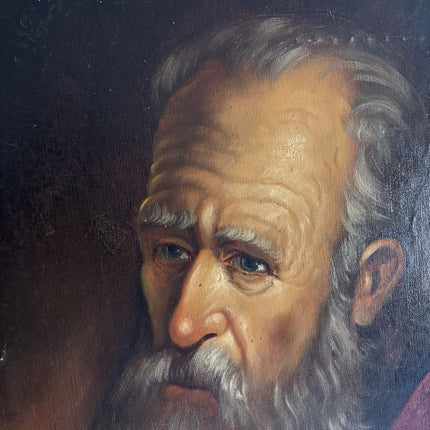 Antique Oil Painting Bearded Man Portrait with Red Robe Dutch Portraiture - HollandArtShop