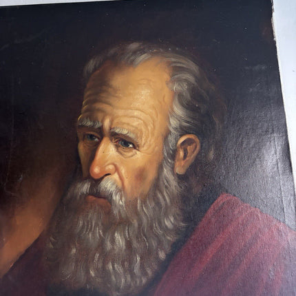 Antique Oil Painting Bearded Man Portrait with Red Robe Dutch Portraiture - HollandArtShop