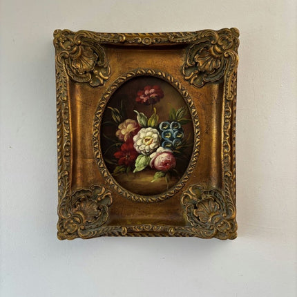 Antique Oil Painting Flowery Still Life "Floral Arrangement" Classic Small Art - Holland Art Shop