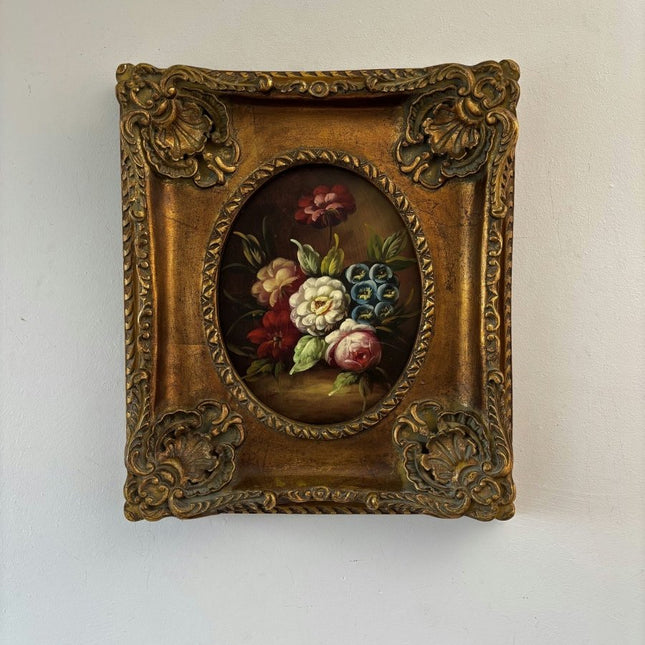 Antique Oil Painting Flowery Still Life "Floral Arrangement" Classic Small Art - Holland Art Shop