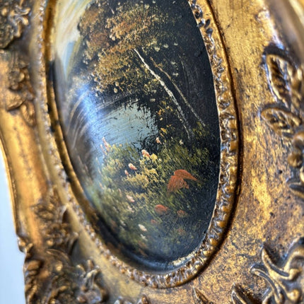 Antique Oil Painting Landscape "Serene Riverbank" Traditional Small Art - Holland Art Shop