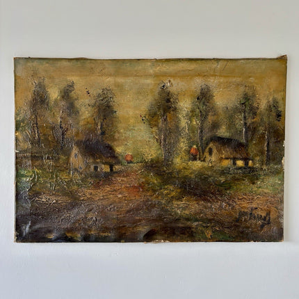 Antique “SEASONS IN AUTUMN” Oil Painting Countryside Landscape 19th Century - HollandArtShop