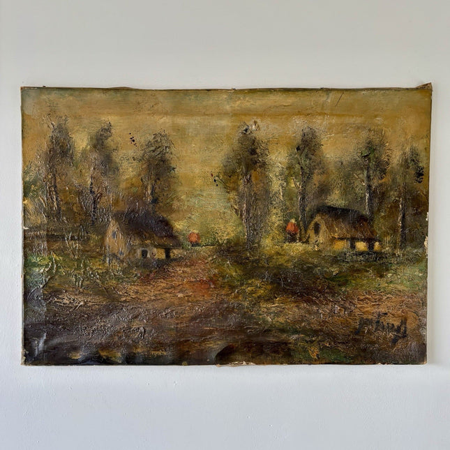 Antique “SEASONS IN AUTUMN” Oil Painting Countryside Landscape 19th Century - HollandArtShop