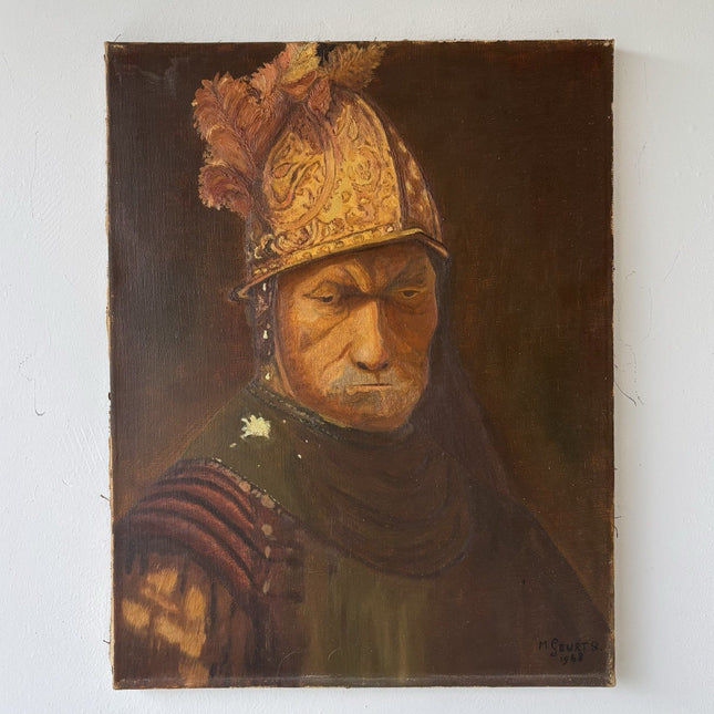 Antique Soldier Oil Painting Dutch Portraiture Man canvas After Rembrandt Style - HollandArtShop