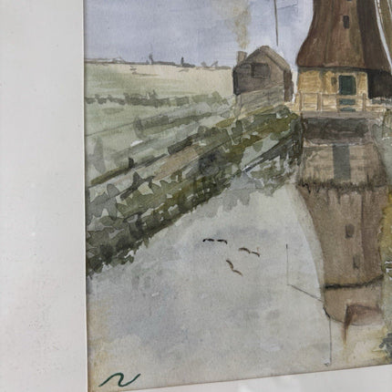 Aquarel Dutch Windmill Hand Made Glass Covered Art Holland Vintage OOAK item - HollandArtShop