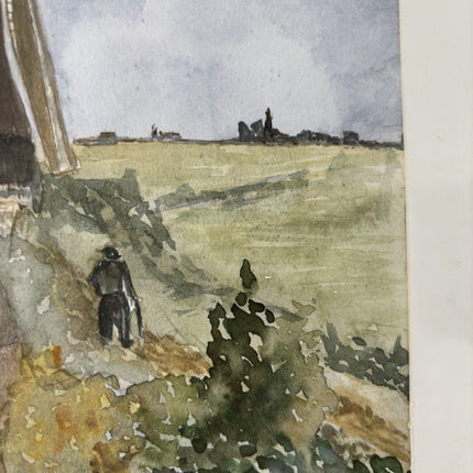 Aquarel Dutch Windmill Hand Made Glass Covered Art Holland Vintage OOAK item - HollandArtShop