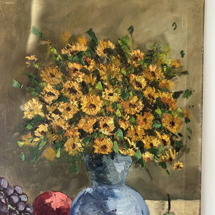 Authentic Floral Still Life Oil Painting "Sunflower Vase" Intriguing Medium Art - HollandArtShop