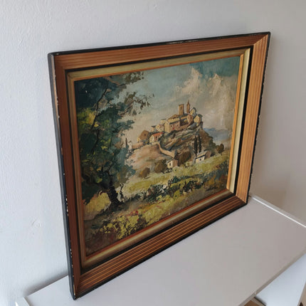 Authentic 'Hill Scene' Mid 20th Century Stunning Mountain View Oil Painting - HollandArtShop