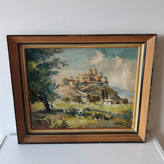 Authentic 'Hill Scene' Mid 20th Century Stunning Mountain View Oil Painting - HollandArtShop