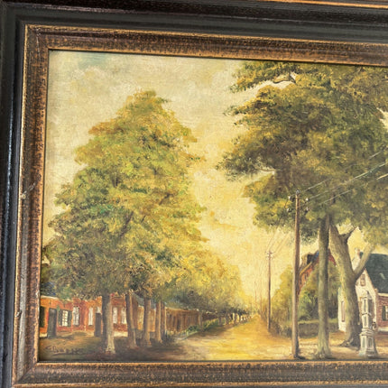 Authentic Landscape Oil Painting "Tree - Lined Street" Fine Medium Artwork - HollandArtShop