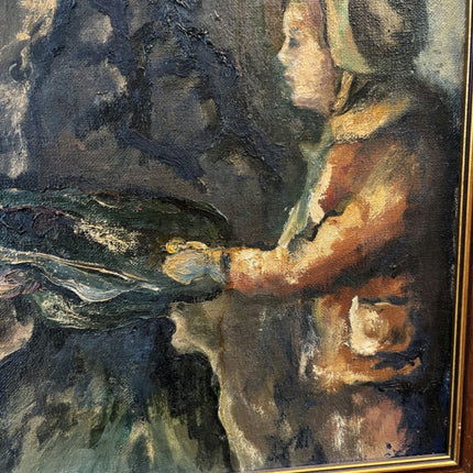 Authentic Oil Painting Figurative "Old Mans Gift" Original Medium Art - HollandArtShop