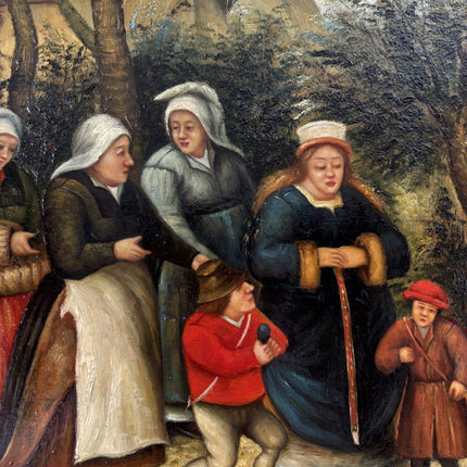 Authentic Oil Painting Figurative "Village Procession" Original Medium Artwork - HollandArtShop