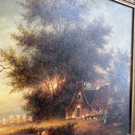 Authentic Oil Painting Landscape "Cottage By River" Striking Large Art - HollandArtShop