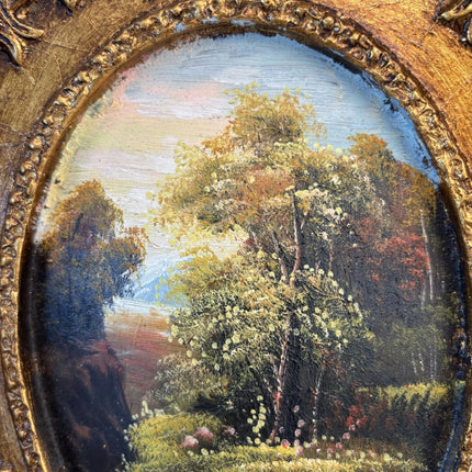 Authentic Oil Painting Landscape "Golden Frame" Original Small Artwork - HollandArtShop