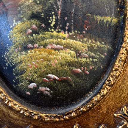 Authentic Oil Painting Landscape "Golden Frame" Original Small Artwork - HollandArtShop