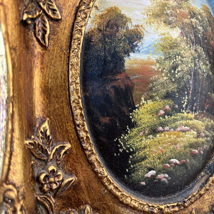 Authentic Oil Painting Landscape "Golden Frame" Original Small Artwork - HollandArtShop