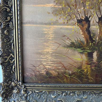 Authentic Oil Painting Landscape "Willow Tree" Traditional Medium Art - HollandArtShop