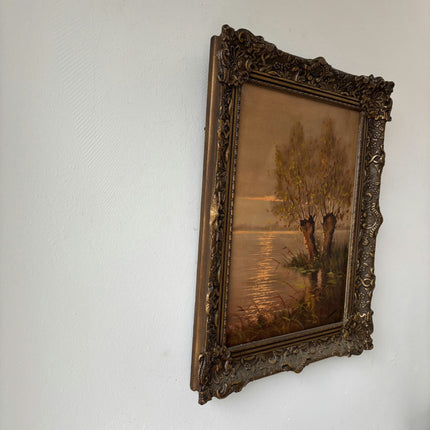 Authentic Oil Painting Landscape "Willow Tree" Traditional Medium Art - HollandArtShop