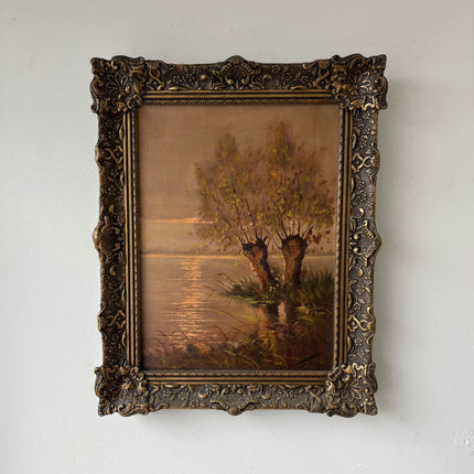 Authentic Oil Painting Landscape "Willow Tree" Traditional Medium Art - HollandArtShop