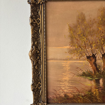 Authentic Oil Painting Landscape "Willow Tree" Traditional Medium Art - HollandArtShop