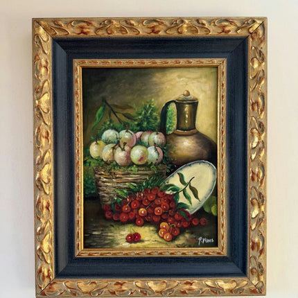 Authentic Oil Painting Still Life "Fruit Basket" Remarkable Medium Artwork - Holland Art Shop