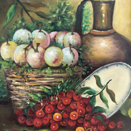 Authentic Oil Painting Still Life "Fruit Basket" Remarkable Medium Artwork - Holland Art Shop