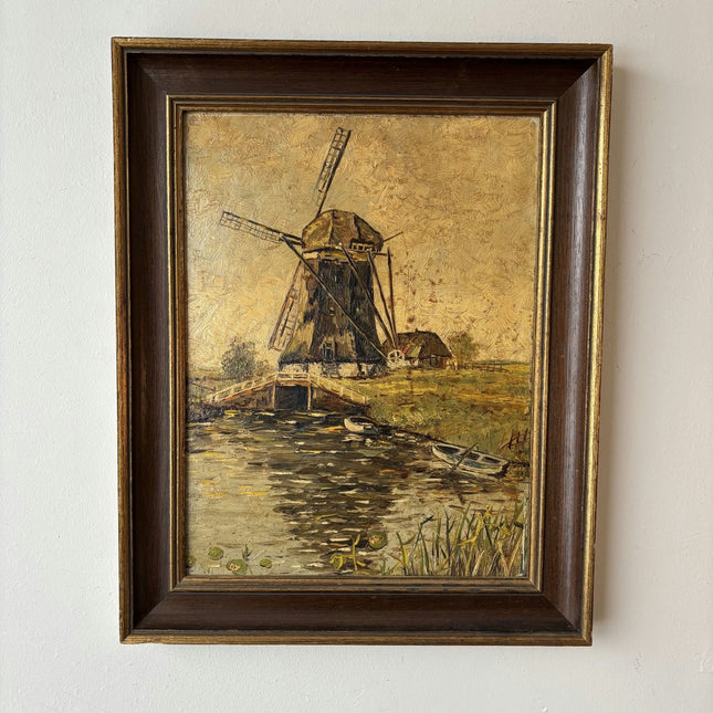 Authentic Oil Painting "Windmill Structure" Expressive Medium Artwork - HollandArtShop