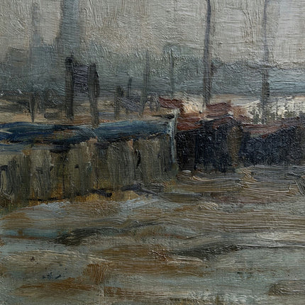 Traditional Harbor Scene Oil Painting "Framed Canvas" Detailed Art Holland Art Shop