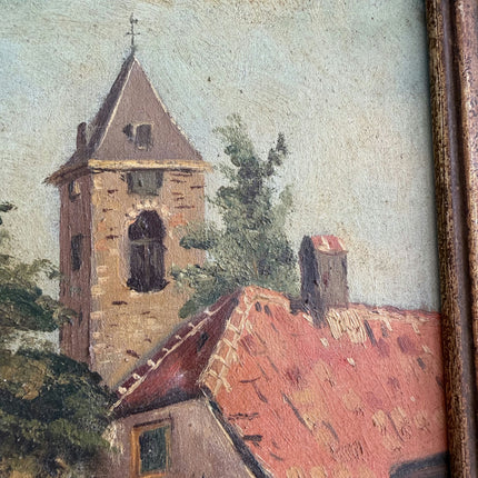 Detailed Cityscape Oil Painting "Village House" Handcrafted Small Art Holland Art Shop