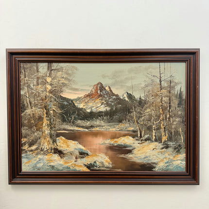 Detailed Landscape Oil Painting "Snowy Mountain" Expressive Large Art Holland Art Shop
