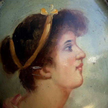 Rustic Portrait Oil Painting "Young Woman" Original Small Art Holland Art Shop