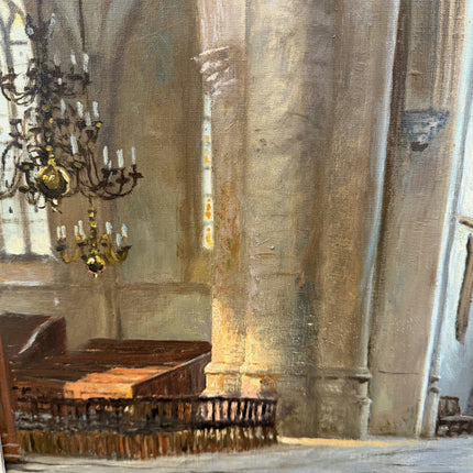 Traditional Church Interior Oil Painting "Arched Nave" Rustic Large Artwork Holland Art Shop
