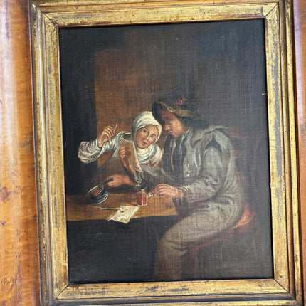 Refined Figurative Oil Painting "Seated Couple" Vintage Art Holland Art Shop