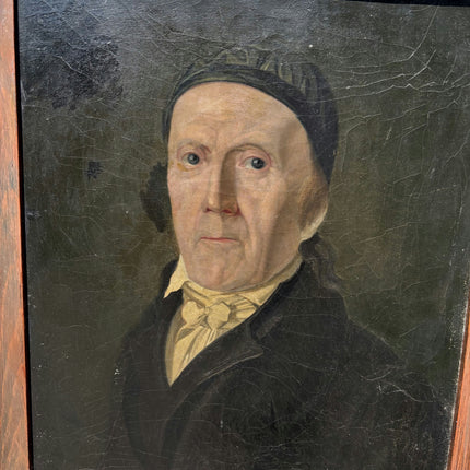 19th Century Antique Portrait Oil Painting "Man Holding Painting" French Art Holland Art Shop