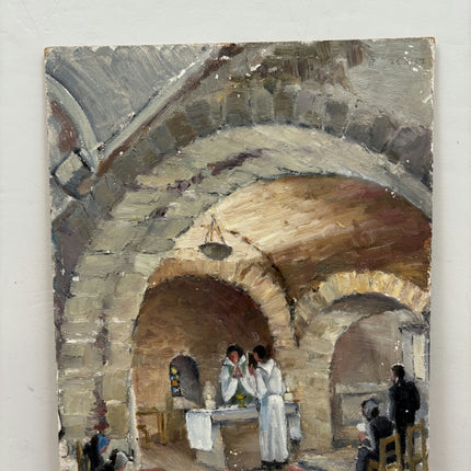 Classic Church Interior Oil Painting "Altar Priests" Refined Small Artwork Holland Art Shop