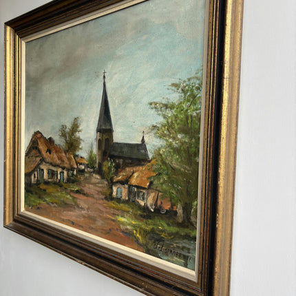 Rustic Cityscape Oil Painting "Village Church" Refined Dutch Art Holland Art Shop