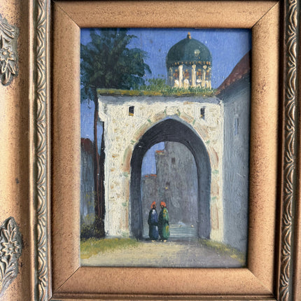 Handcrafted Cityscape Oil Painting "Ornate Frame" Rustic Small Art Holland Art Shop