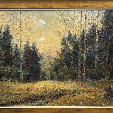 Elegant Landscape Oil Painting "Sunlit Trees" Vintage Art Holland Art Shop