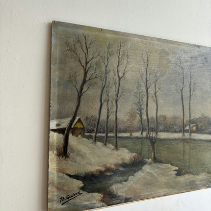 Elegant Landscape Oil Painting "Row Of Trees" Rustic Small Art Holland Art Shop
