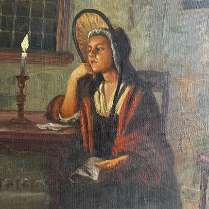 Vintage Portrait Oil Painting "Seated Woman" Refined Dutch Artwork Holland Art Shop