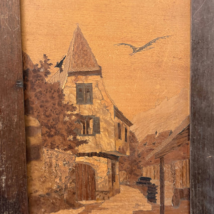 Traditional Cityscape Wood Cut "Thatched House" Detailed Small Art Holland Art Shop