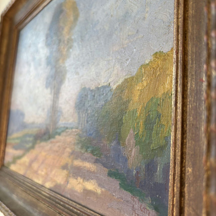 1922 Antique Interior Oil Painting "Tall Trees" Small Art Holland Art Shop