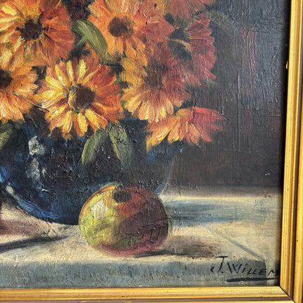 Elegant Floral Still Life Oil Painting "Sunflower Bouquet" Vintage Artwork Holland Art Shop