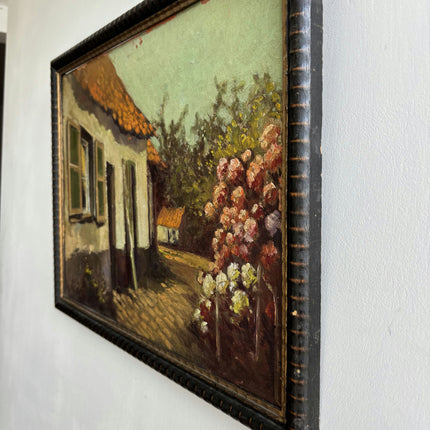 Vintage Cityscape Oil Painting "Thatched Cottage" Timeless French Artwork Holland Art Shop